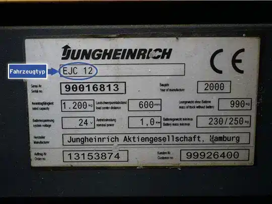 Jungheinrich Typenschild